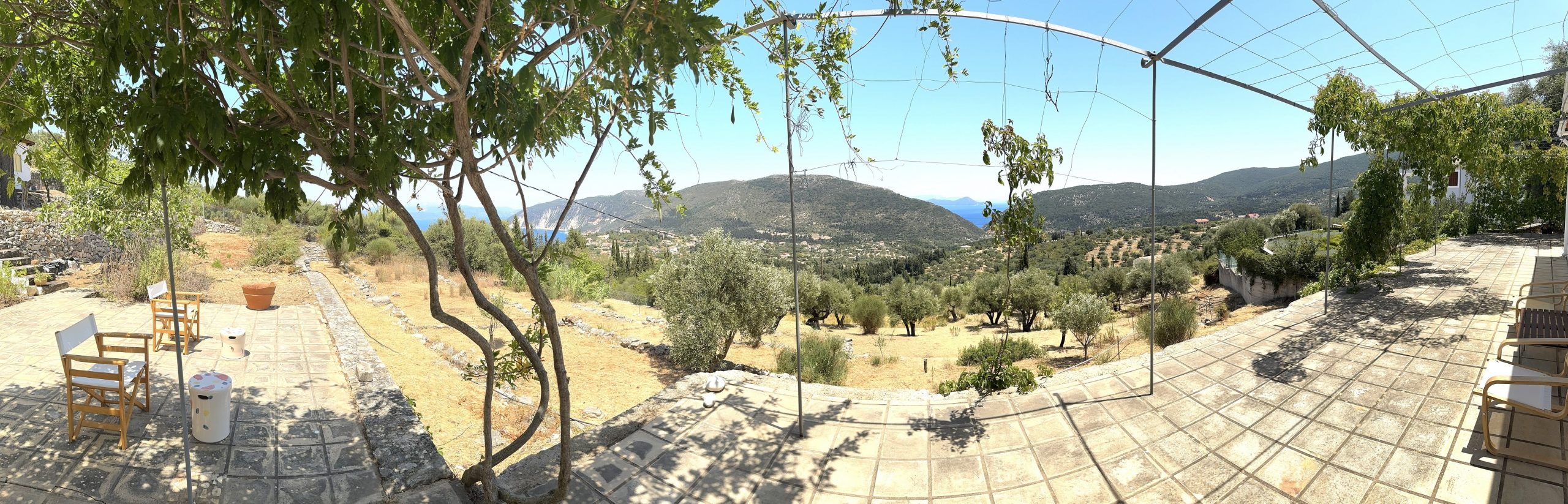 Panoramic view from house for sale in Ithaca Greece Platrithya