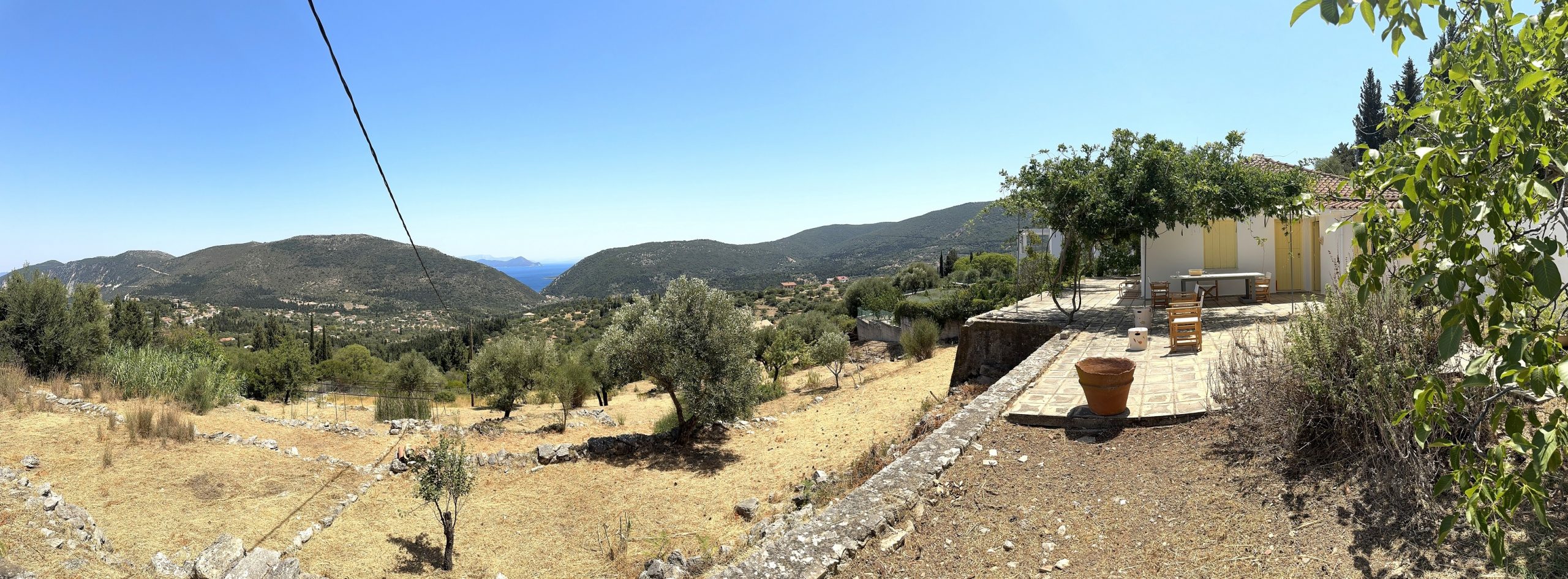 Panoramic view from house for sale in Ithaca Greece Platrithya