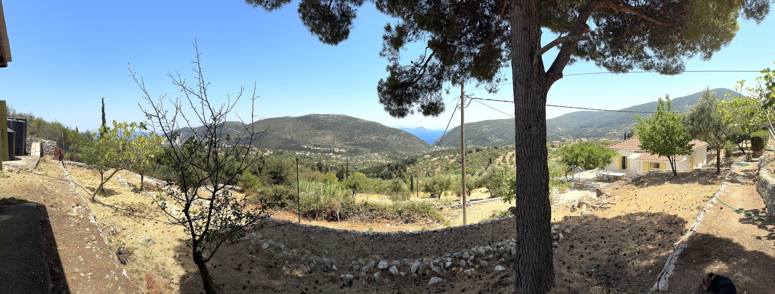 Panoramic view from house for sale in Ithaca Greece Platrithya