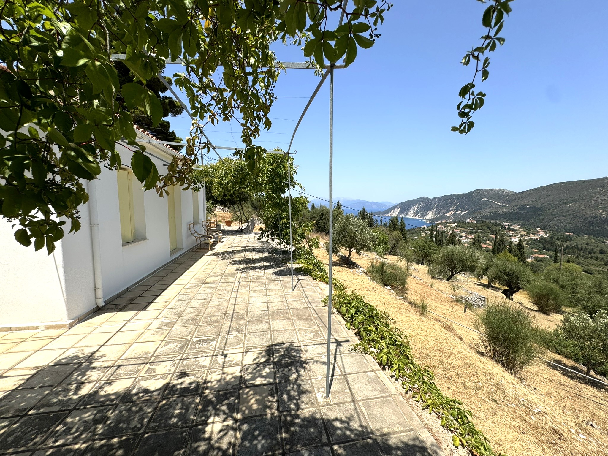 Outside area and views of house for sale in Ithaca Greece Platrithya