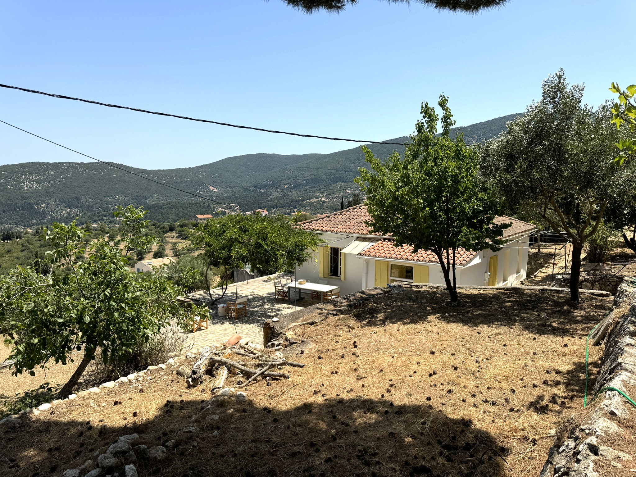 Outside area and exterior of house for sale in Ithaca Greece Platrithya