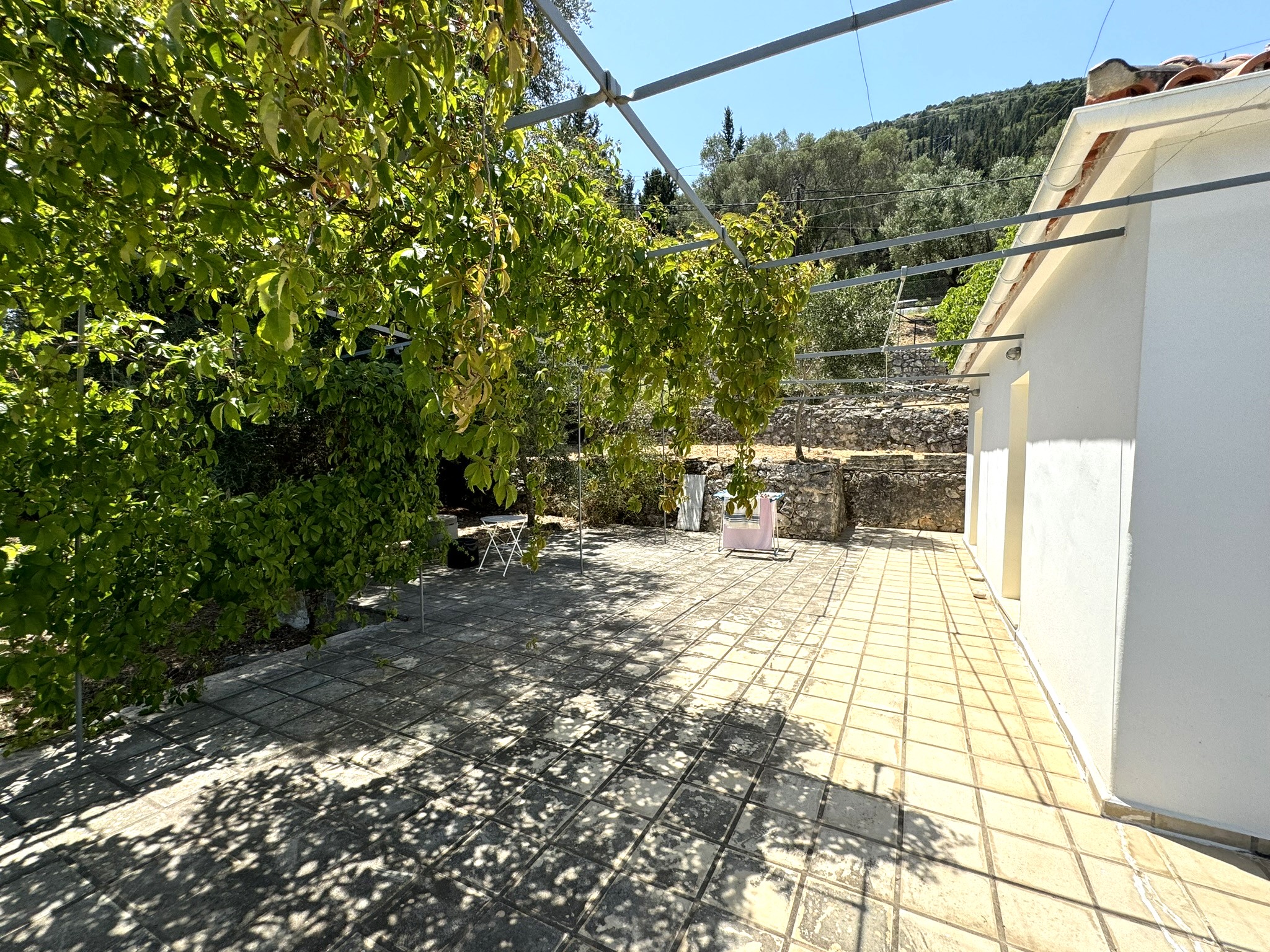 Patio and outside area of house for sale in Ithaca Greece Platrithya