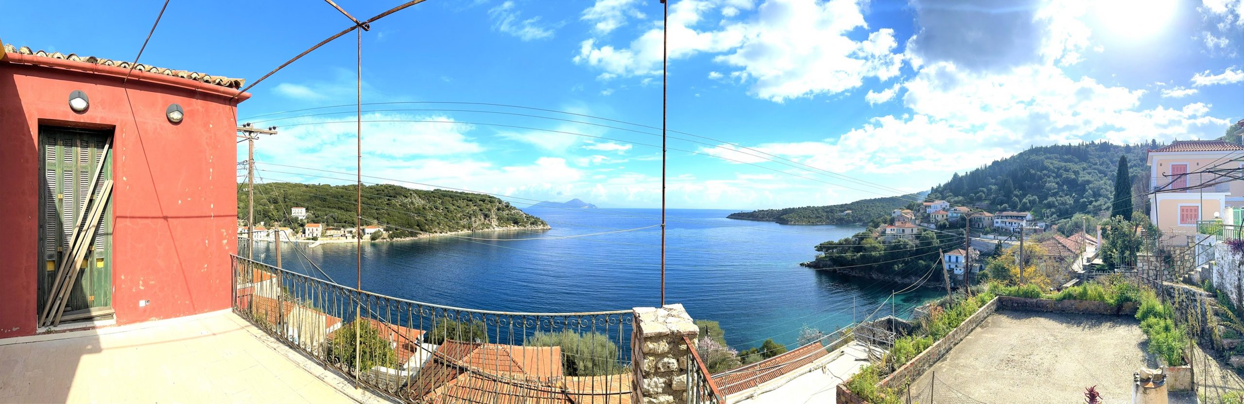 Panoramic view from house for sale in Ithaca Greece Kioni