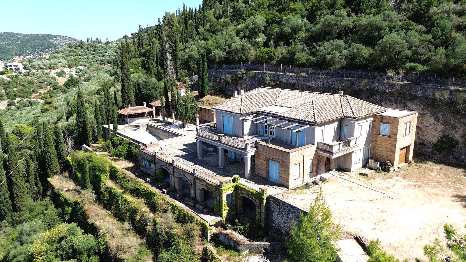 Aerial view of boutique for sale in Ithaca Greece Vathi