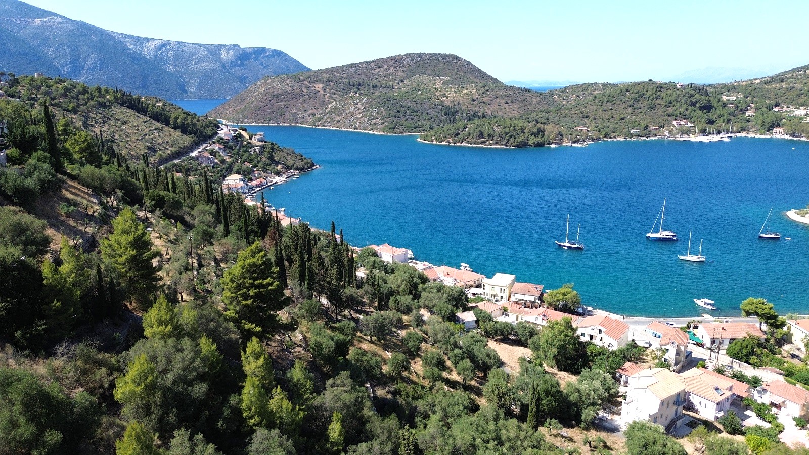 Aerial views from boutique for sale in Ithaca Greece Vathi