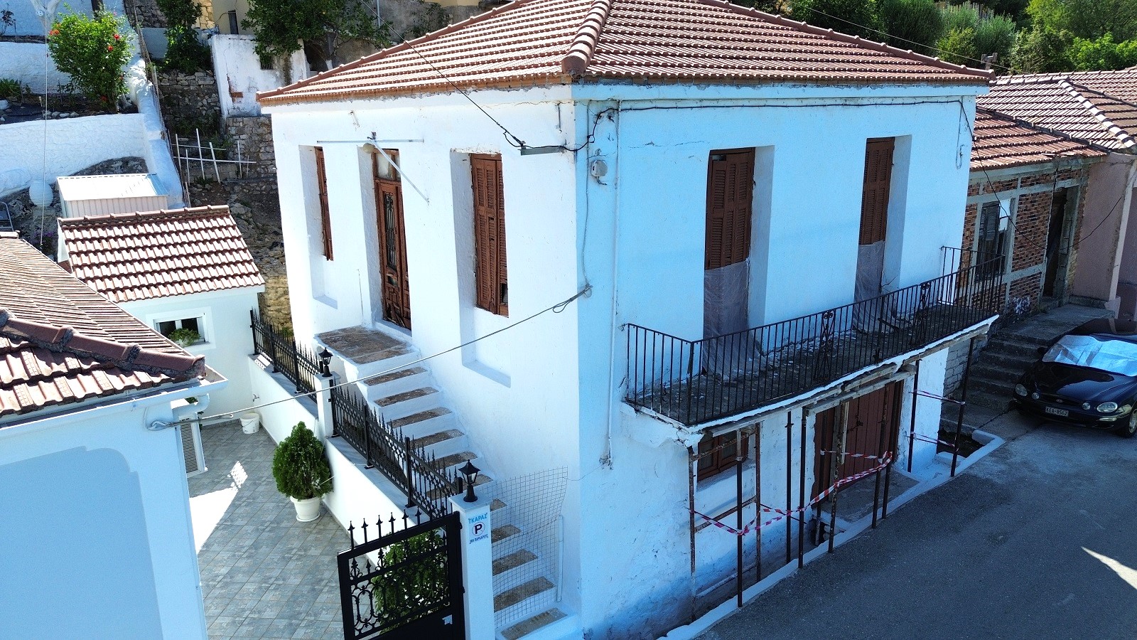 Aerial views of house for sale in Ithaca Greece Vathi