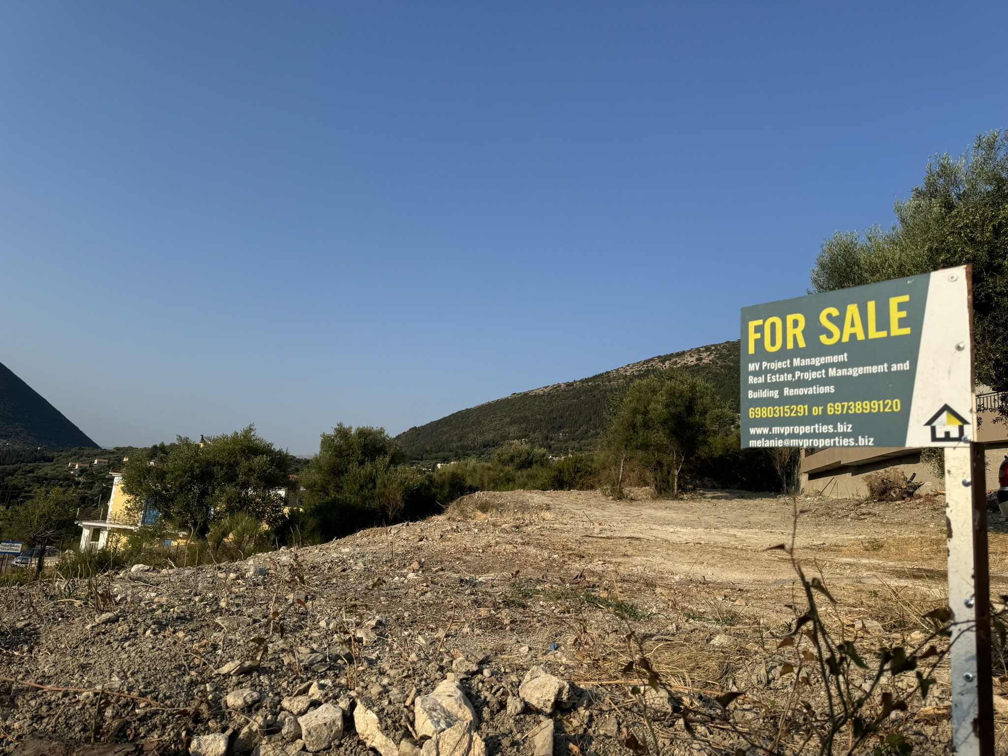 Landscape and terrain of land for sale in Ithaca Greece Platrithya