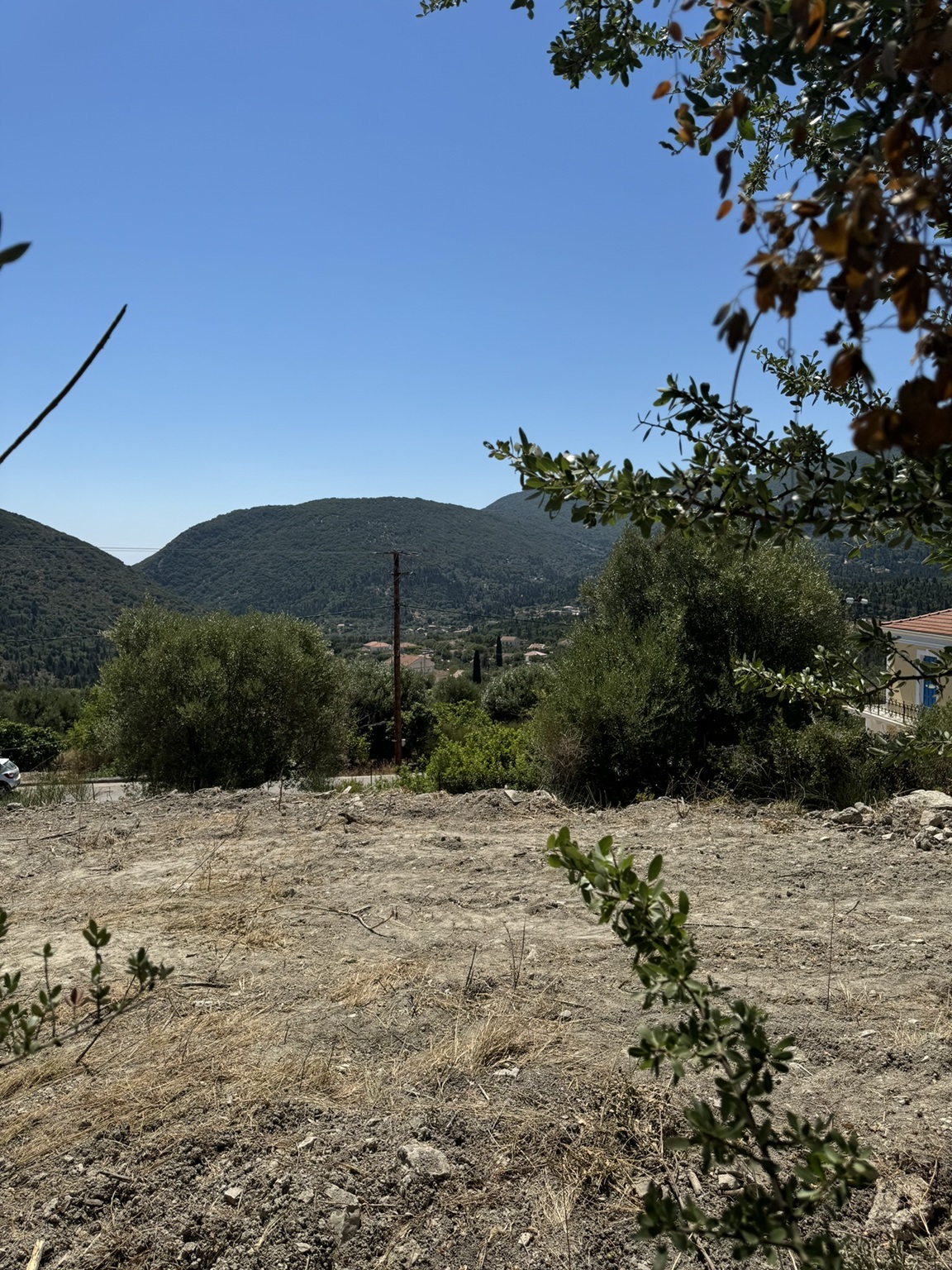 Landscape and terrain of land for sale in Ithaca Greece Platrithya