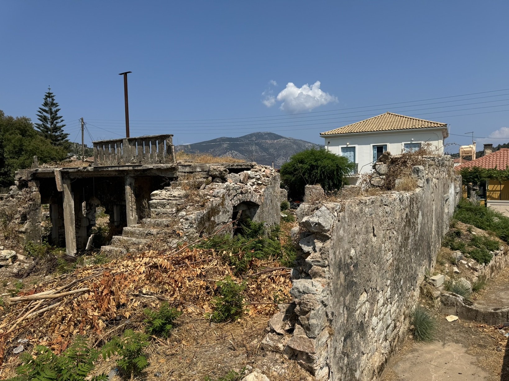 The ruin on land for sale in Ithaca Greece Vathi