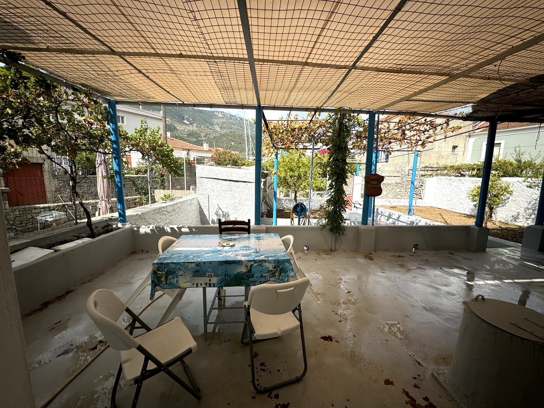 Covered veranda of house for sale in Ithaca Greece Vathi