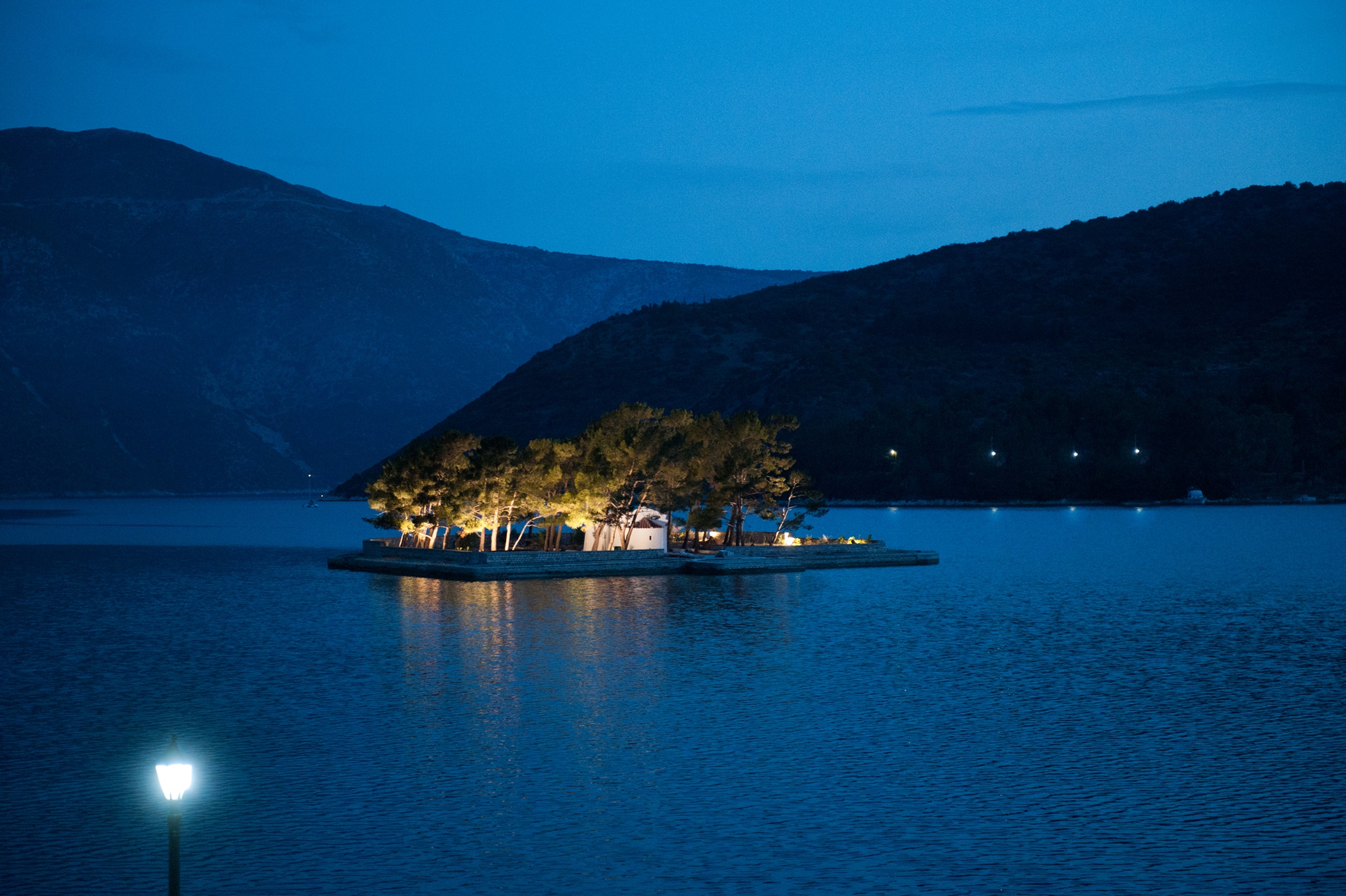 Night views from house for sale in Ithaca Greece Vathi