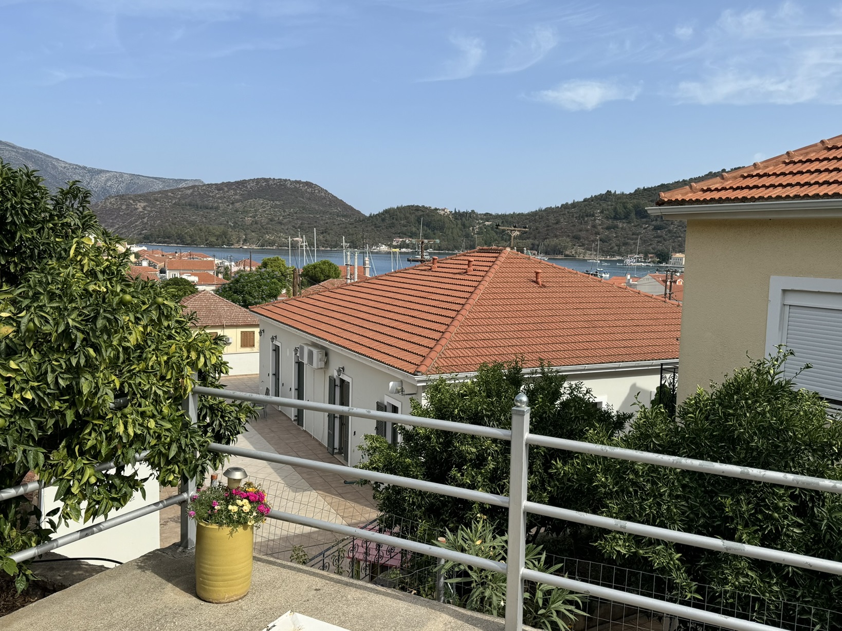 Balcony views of house for sale in Ithaca Greece Vathi