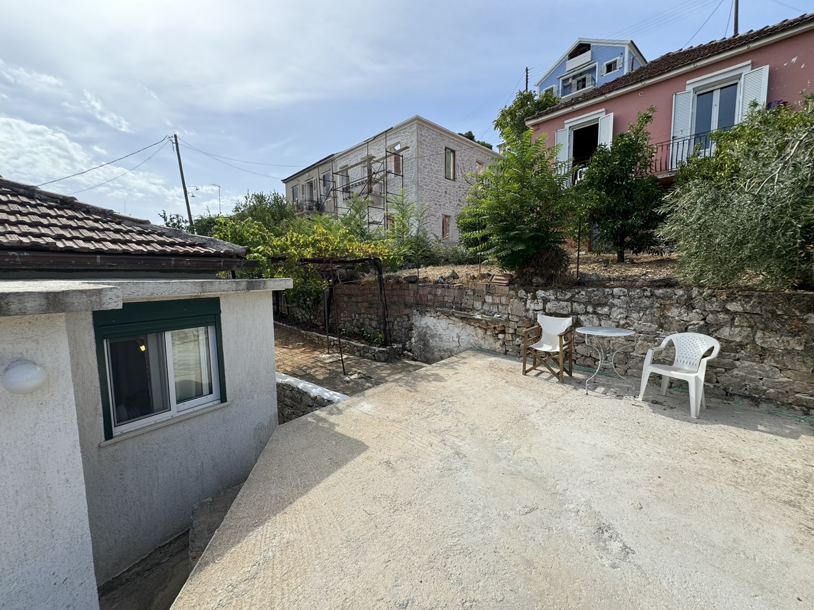 Patio of house for sale in Ithaca Greece Vathi