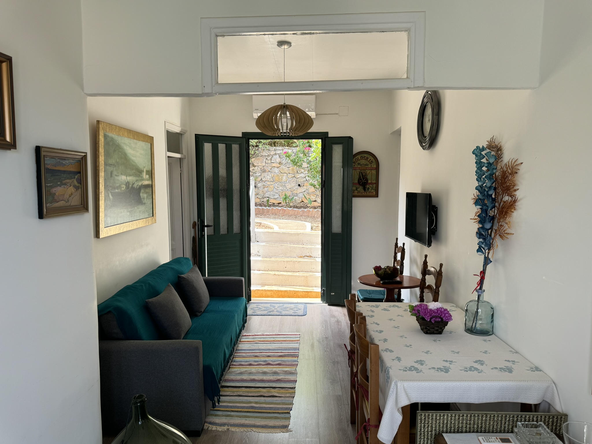 Passageway and front door of house for sale in Ithaca Greece Vathi