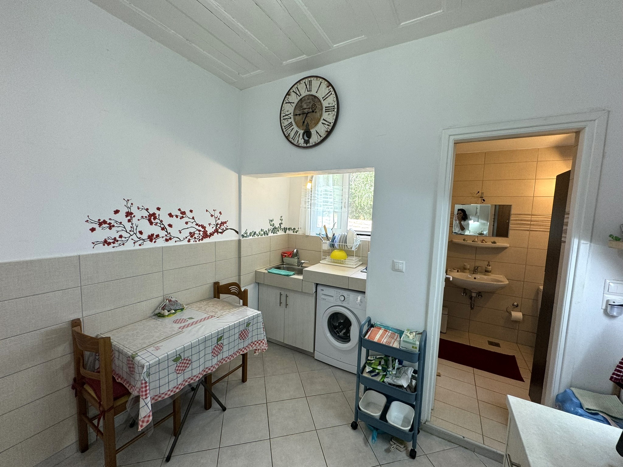 Kitchen area and bathroom of house for sale in Ithaca Greece Vathi