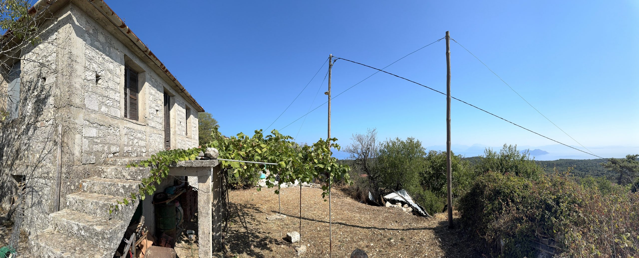 Panoramic views of house for sale in Ithaca Greece Anoghi