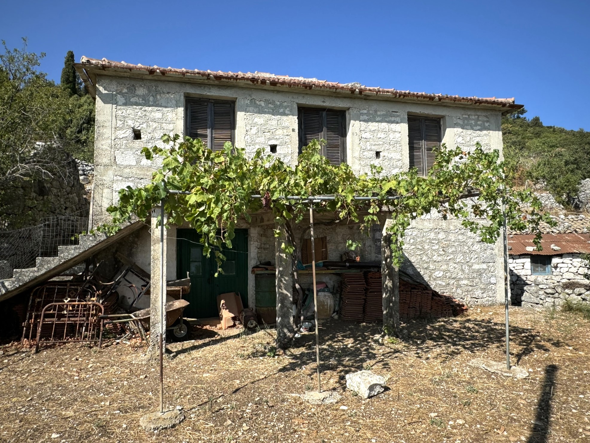 Exterior and outside areas of house for sale in Ithaca Greece Anoghi