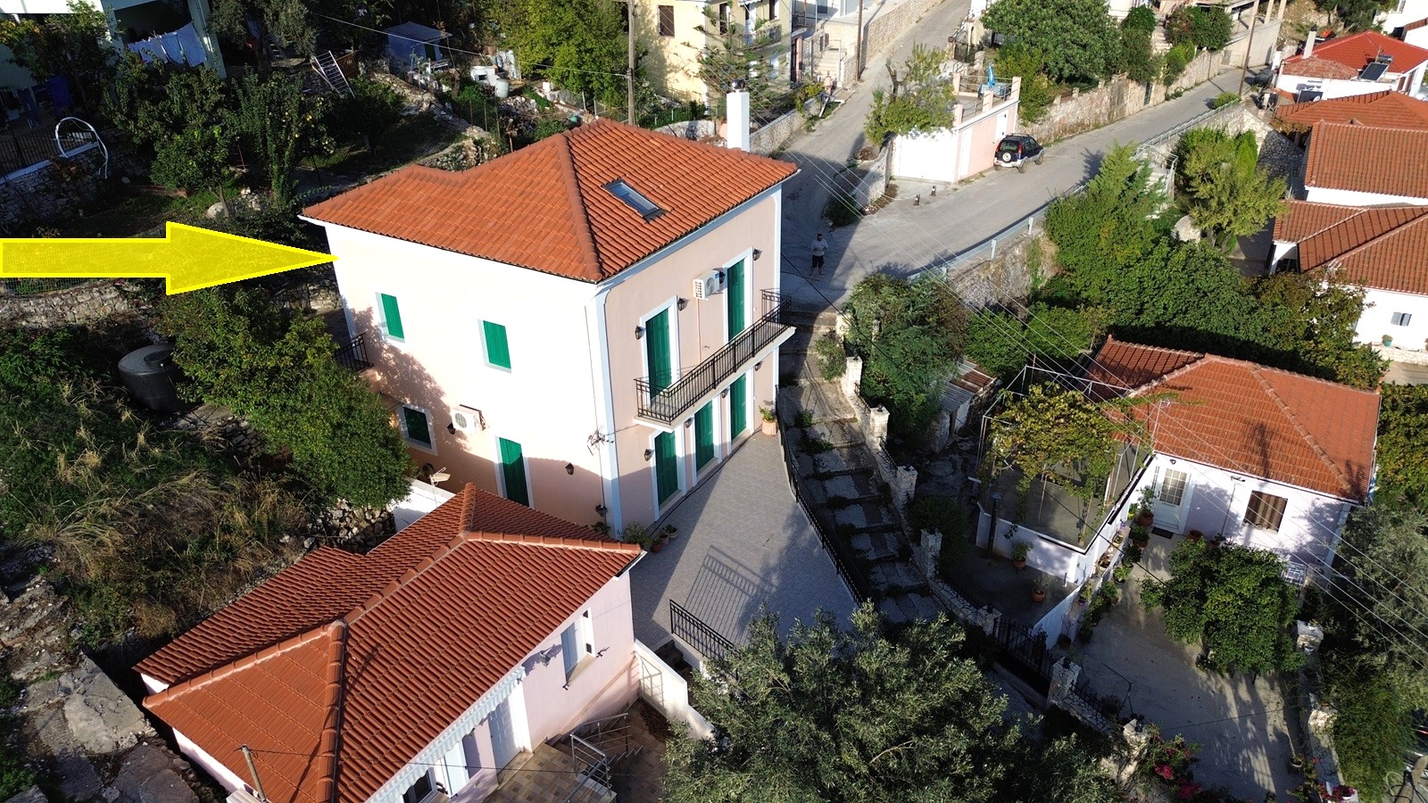 Aerial view and location of house for sale in Ithaca Greece Perachori