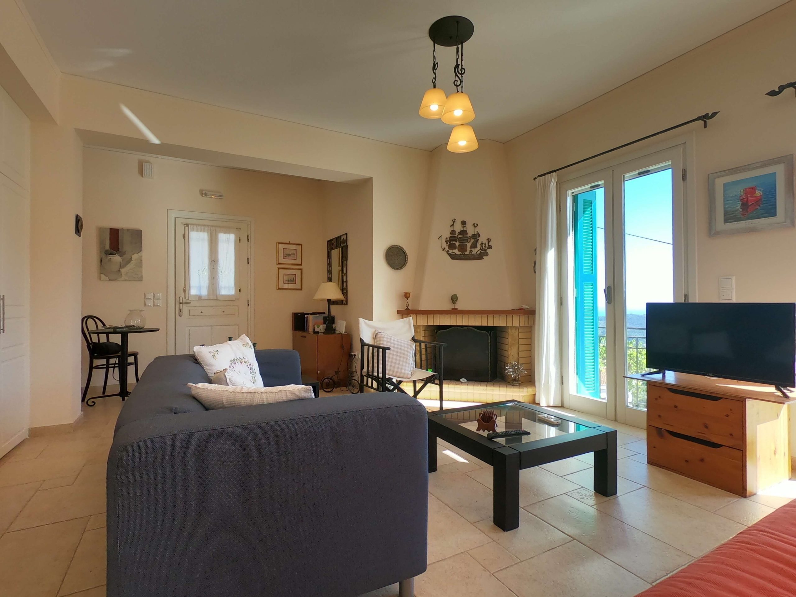 Living area of house for sale in Ithaca Greece Perachori