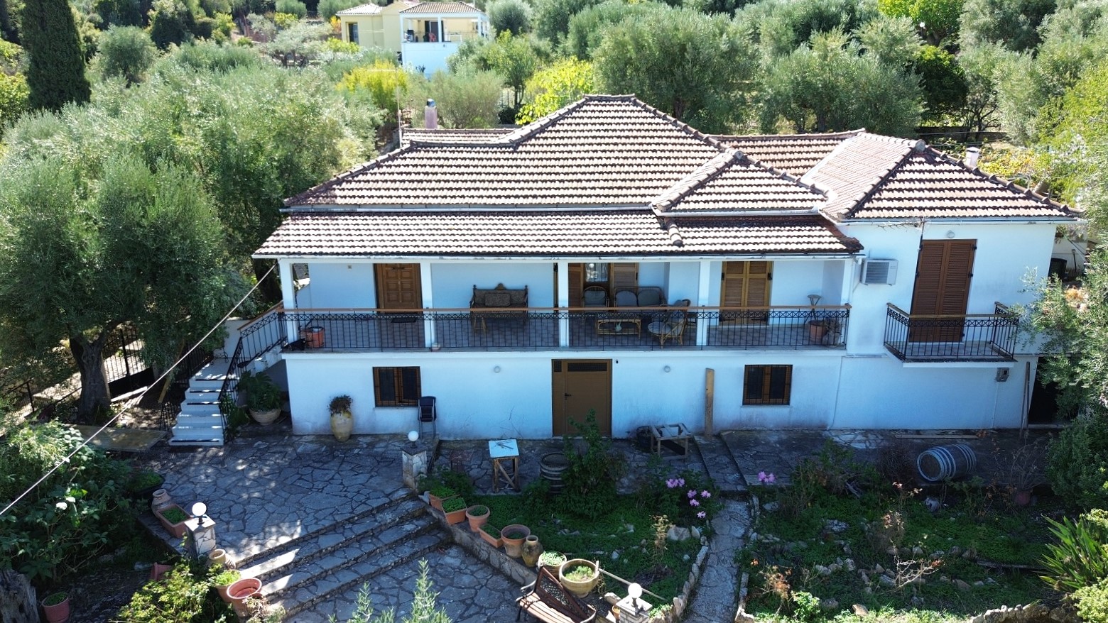 Aerial views of house for sale in Ithaca Greece Stavros