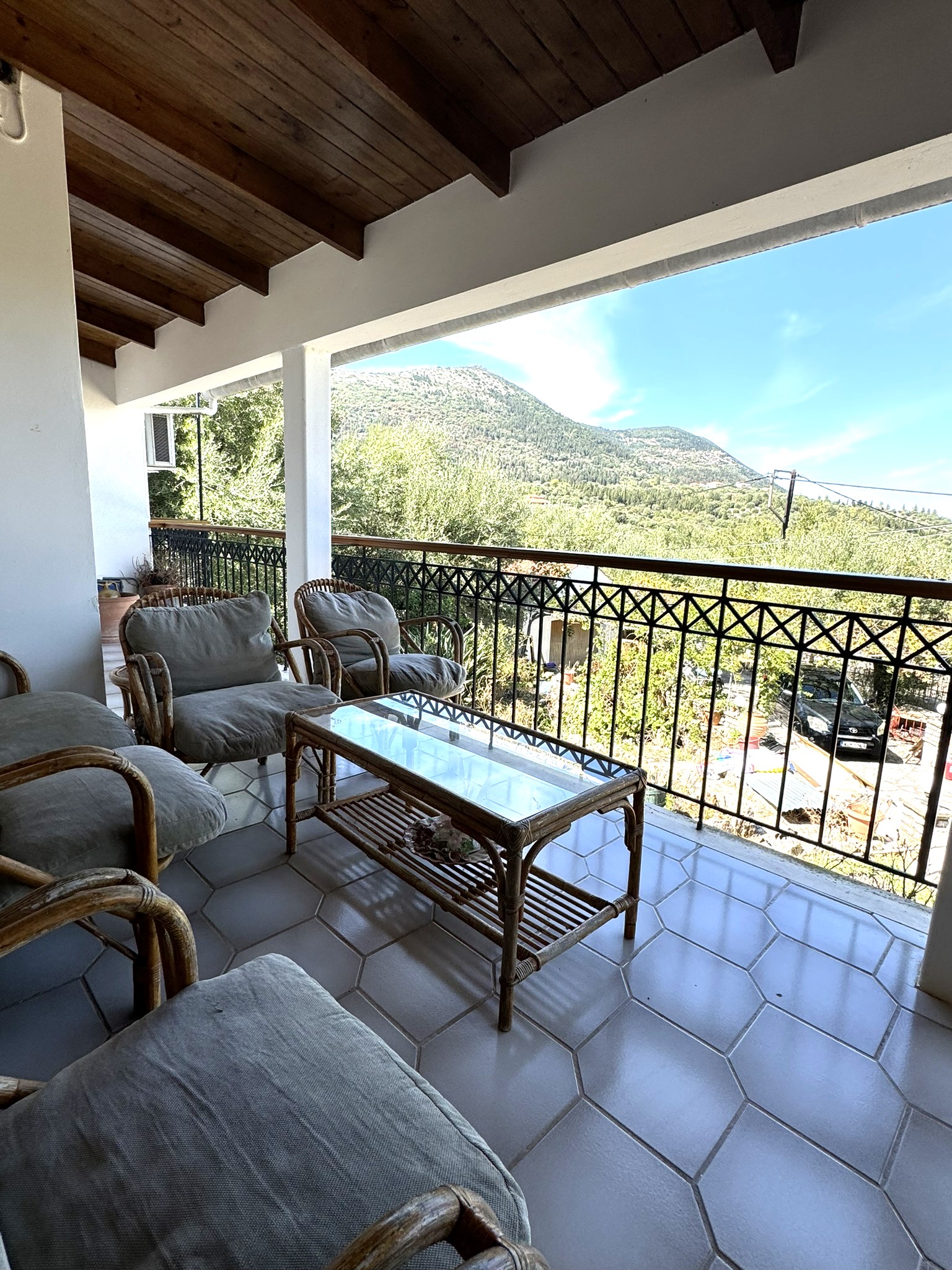 Covered veranda of house for sale in Ithaca Greece Stavros