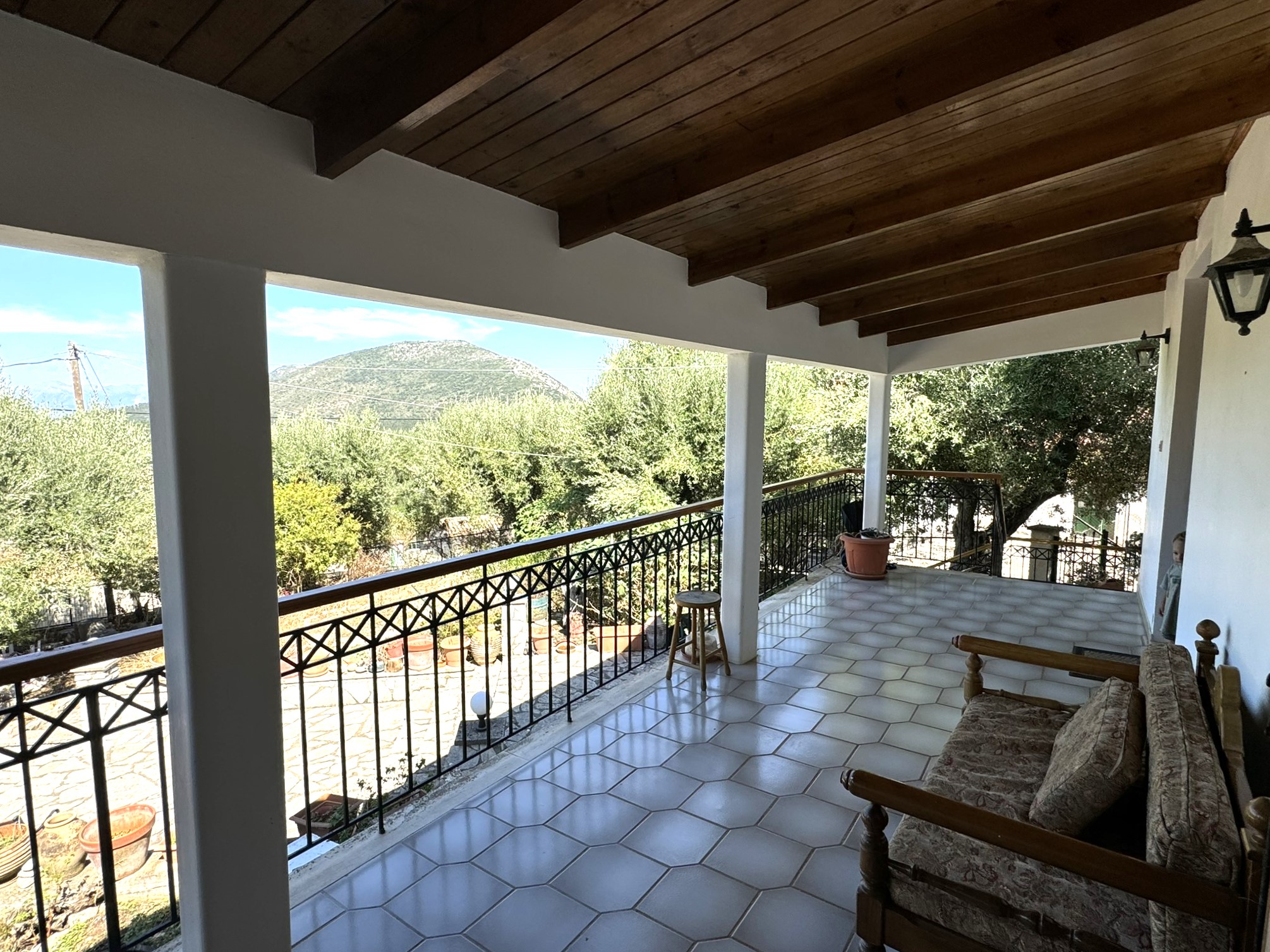 Covered veranda of house for sale in Ithaca Greece Stavros