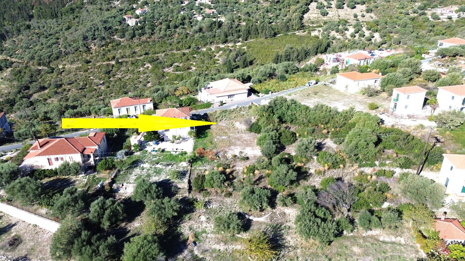 Aerial view and location of land for sale in Ithaca Greece Stavros