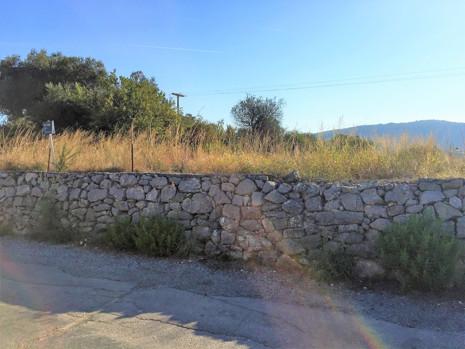 Road view of land for sale in Ithaca Greece Stavros