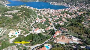 Aerial view and location of land for sale in Ithaca Greece Vathi