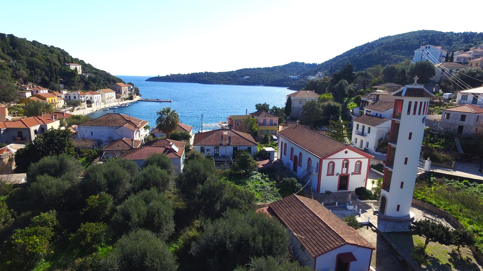 Aerial view of land for sale in Ithaca Greece Kioni