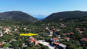 Aerial view and location of land for sale in Ithaca Greece Stavros