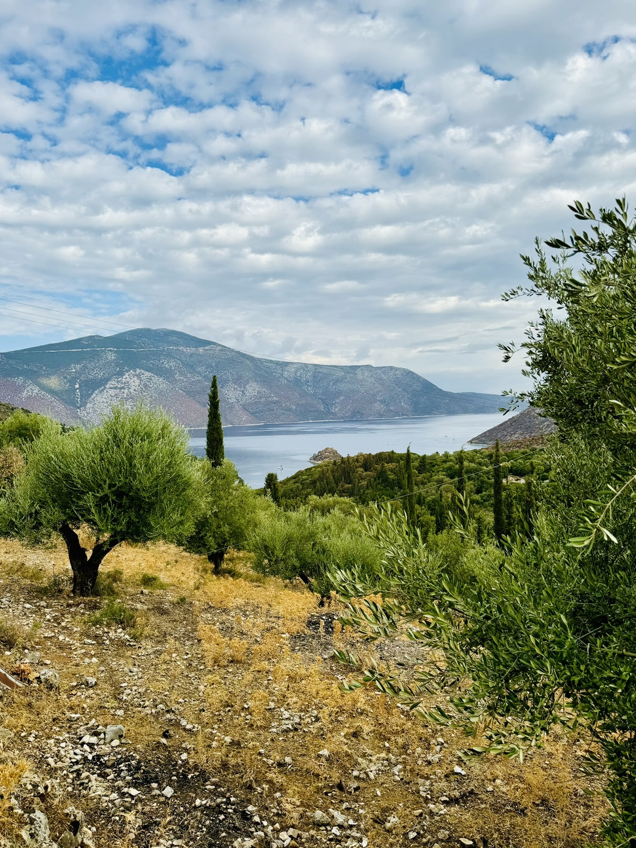 Sea view from land for sale in Ithaca Greece, Vathi