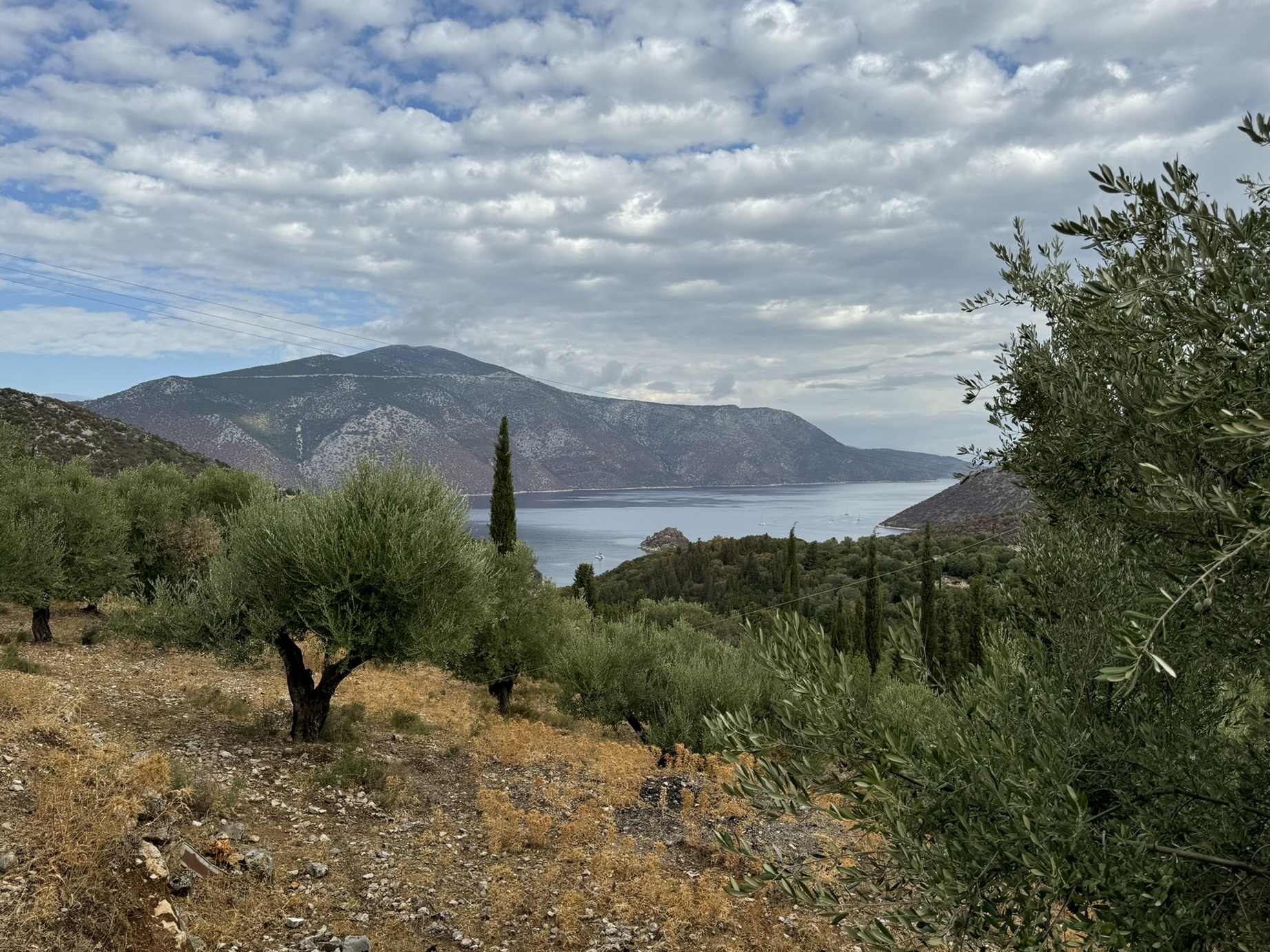 Sea view from land for sale in Ithaca Greece, Vathi