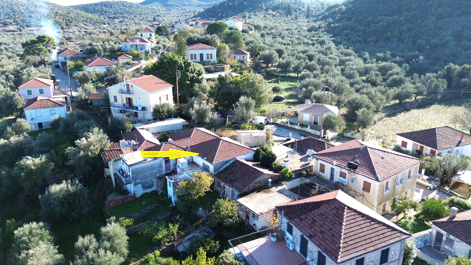 Aerial view and location of house for sale in Ithaca Greece, Vathi