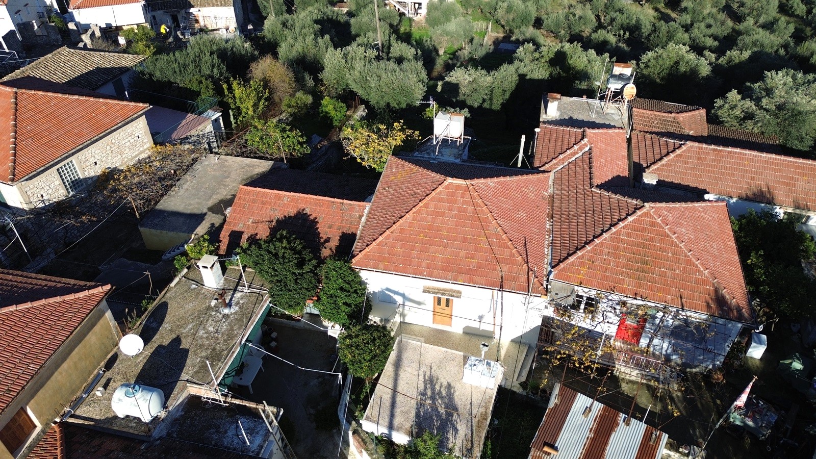 Aerial view of house for sale in Ithaca Greece, Vathi