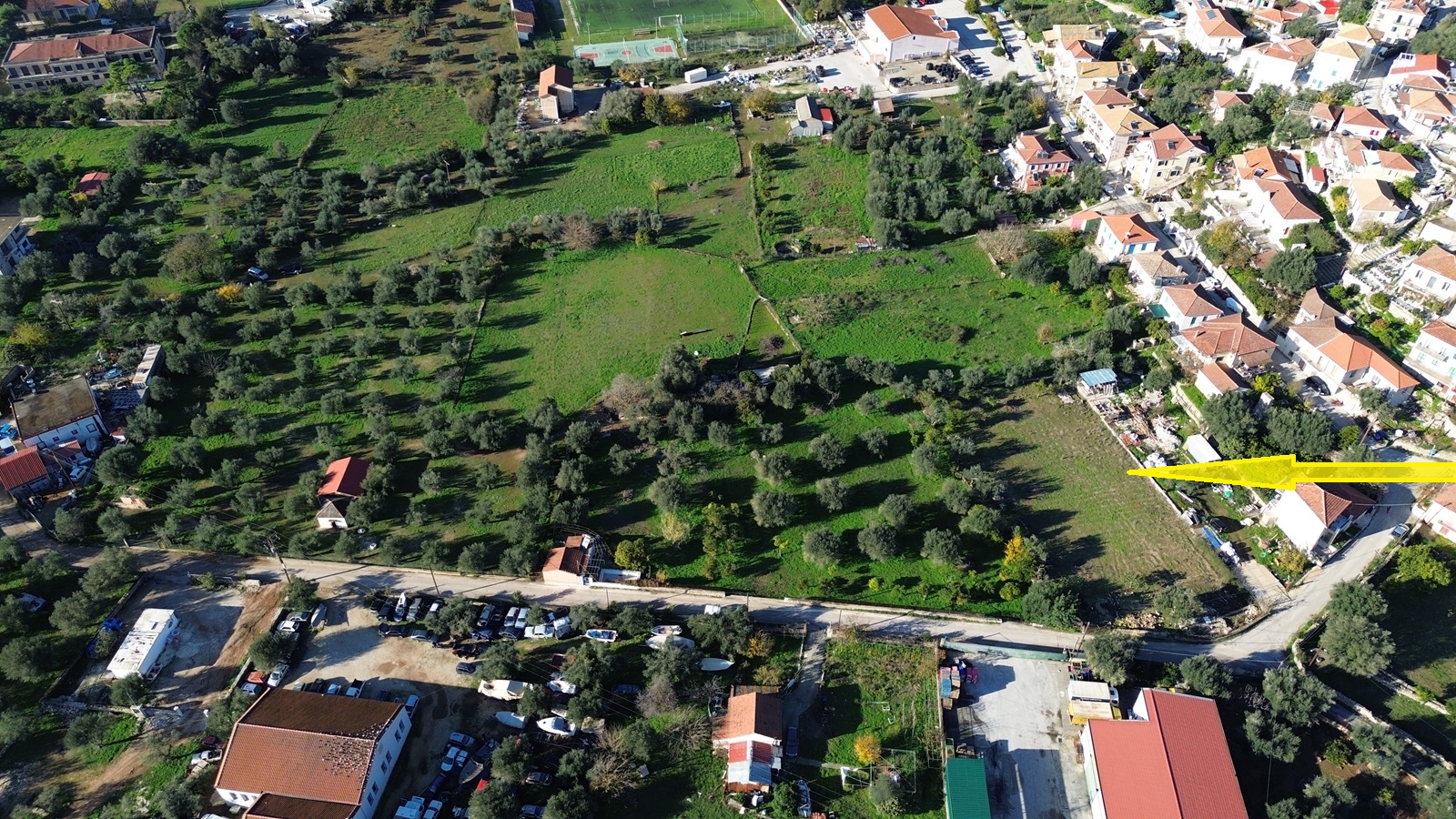 Aerial view and location of land for sale in Ithaca Greece, Vathi