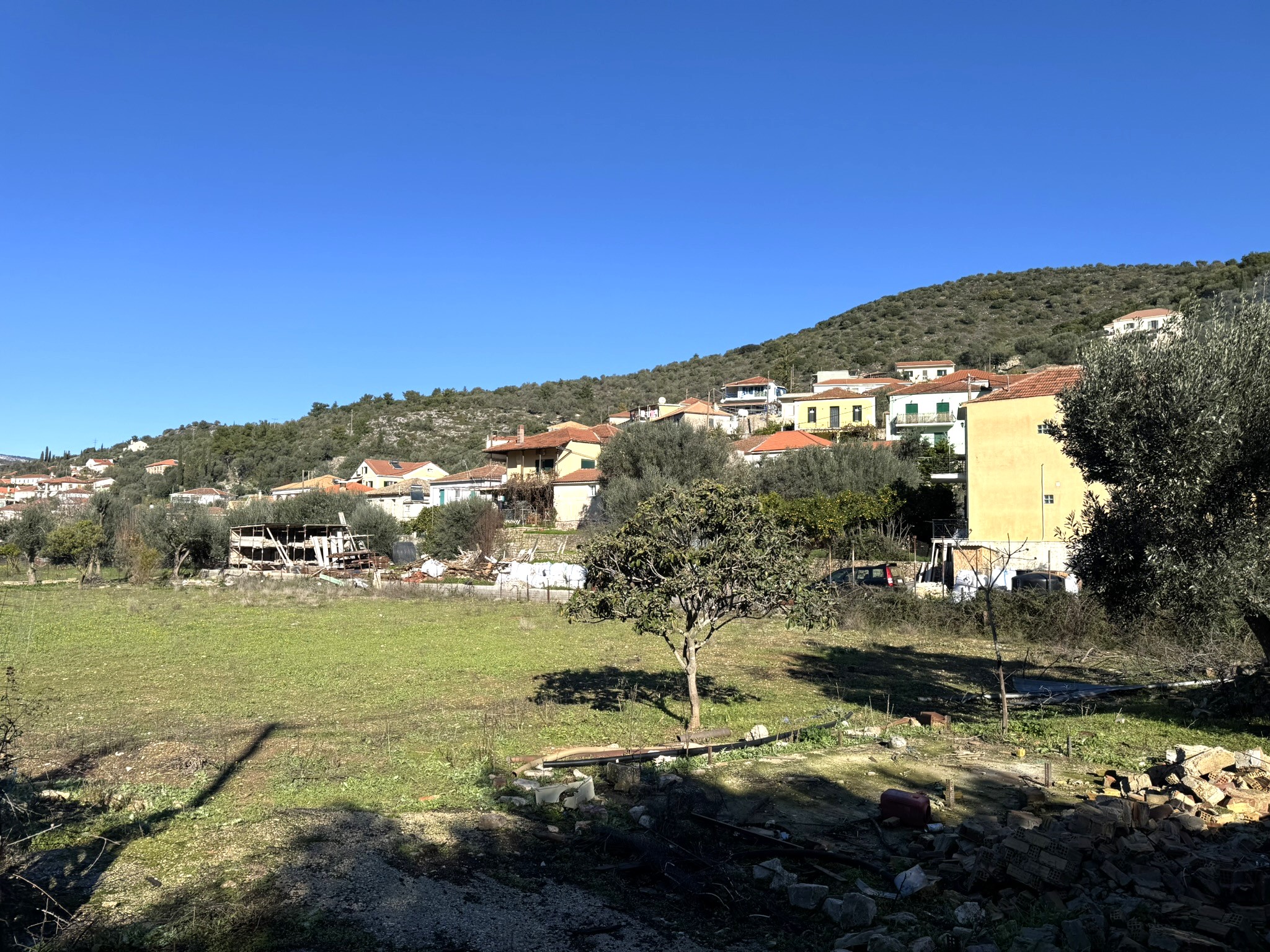 Landscape and terrain of land for sale in Ithaca Greece, Vathi