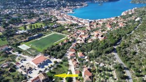 Aerial view and location of land for sale in Ithaca Greece, Vathi