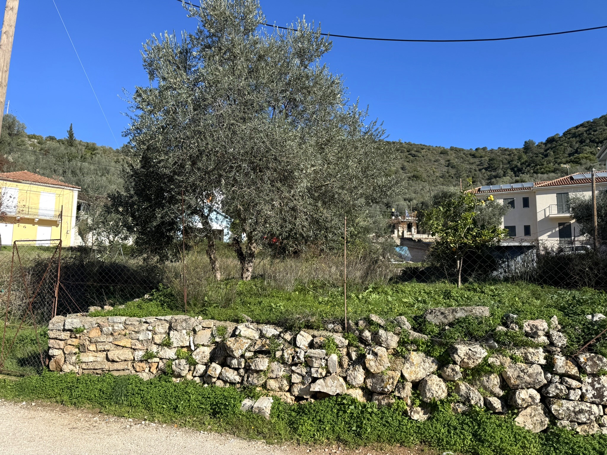 Road view of land for sale in Ithaca Greece, Vathi