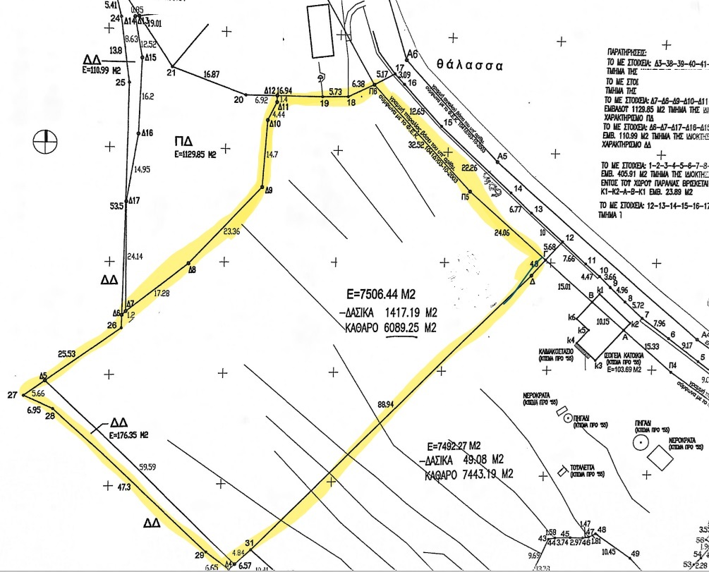 Aerial view of waterfront land for sale in Ithaca Greece, Aetos