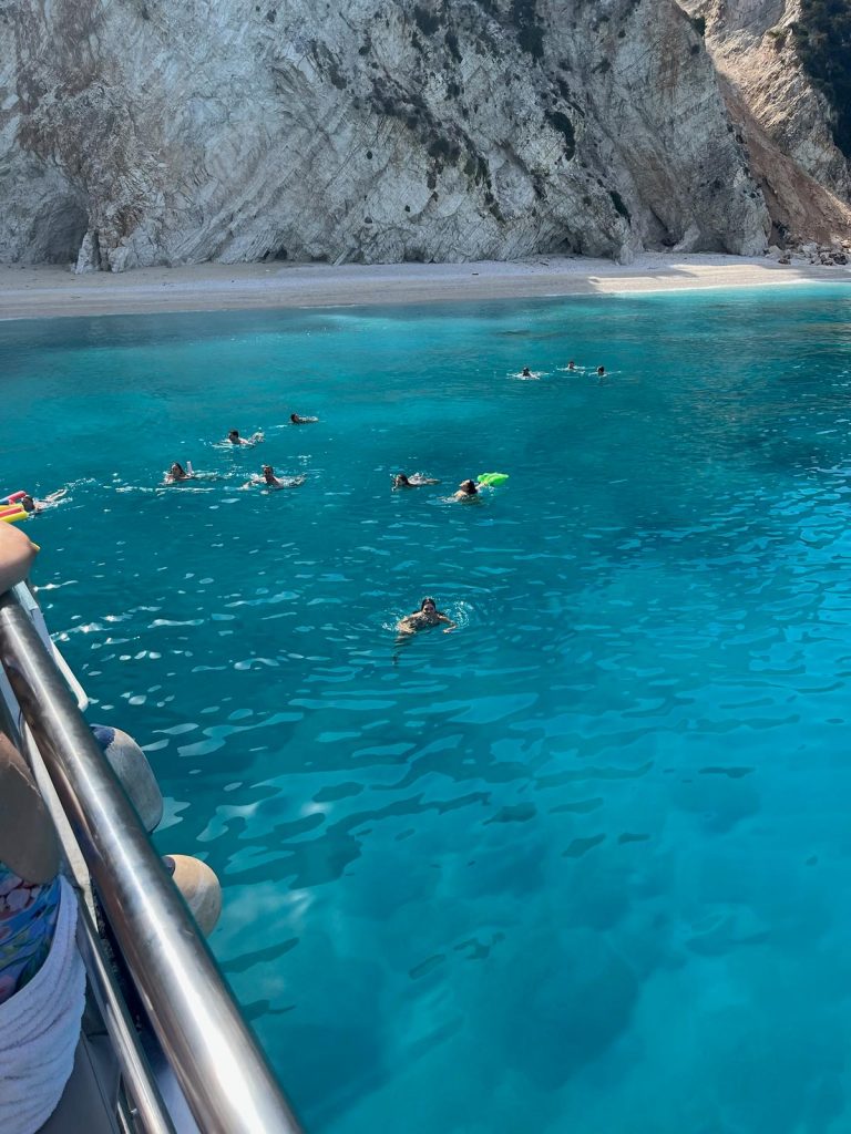 Boat day cruise around the island of Ithaca Greece