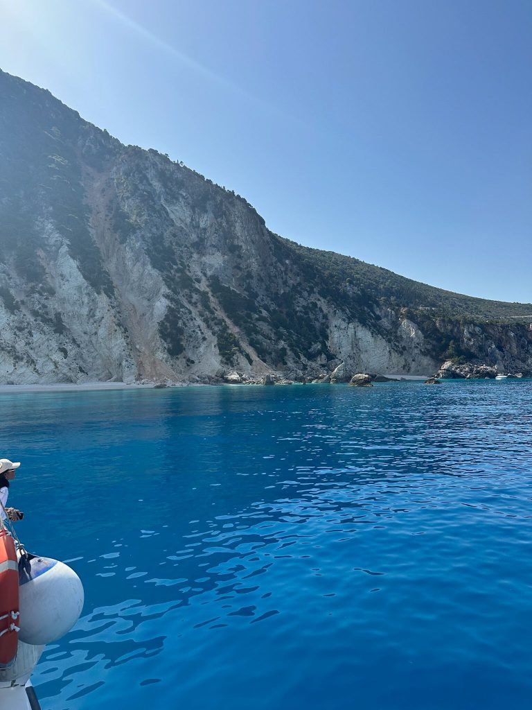 Boat day cruise around the island of Ithaca Greece