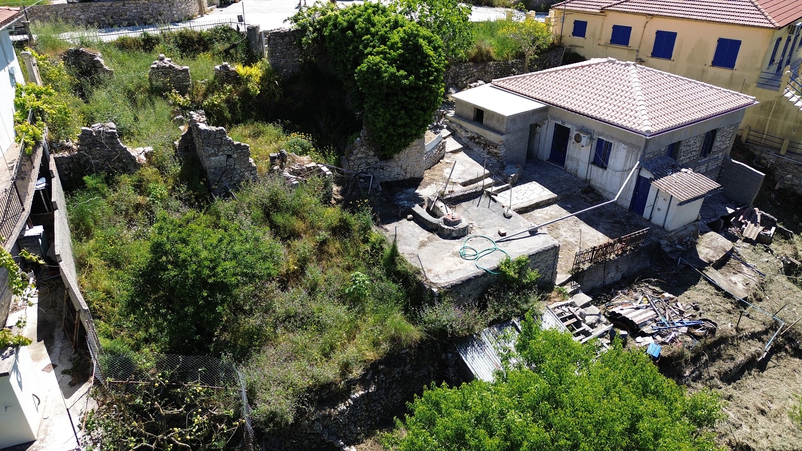 Aerial view of house for sale in Ithaca Greece, Exoghi
