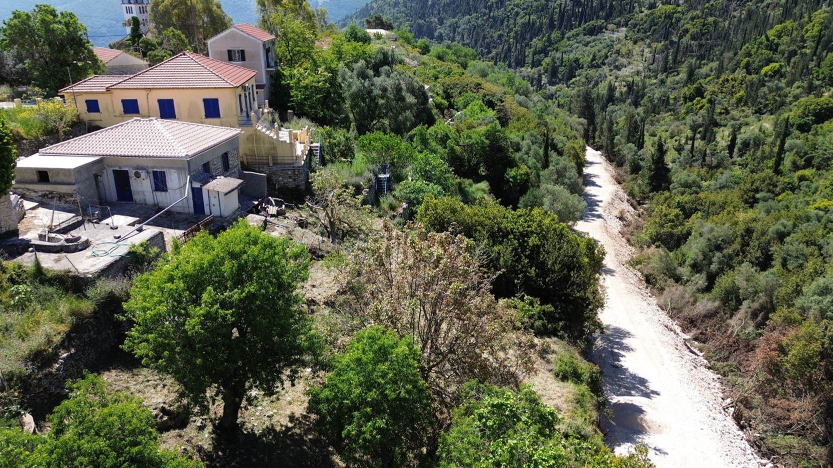 Aerial view of house for sale in Ithaca Greece, Exoghi
