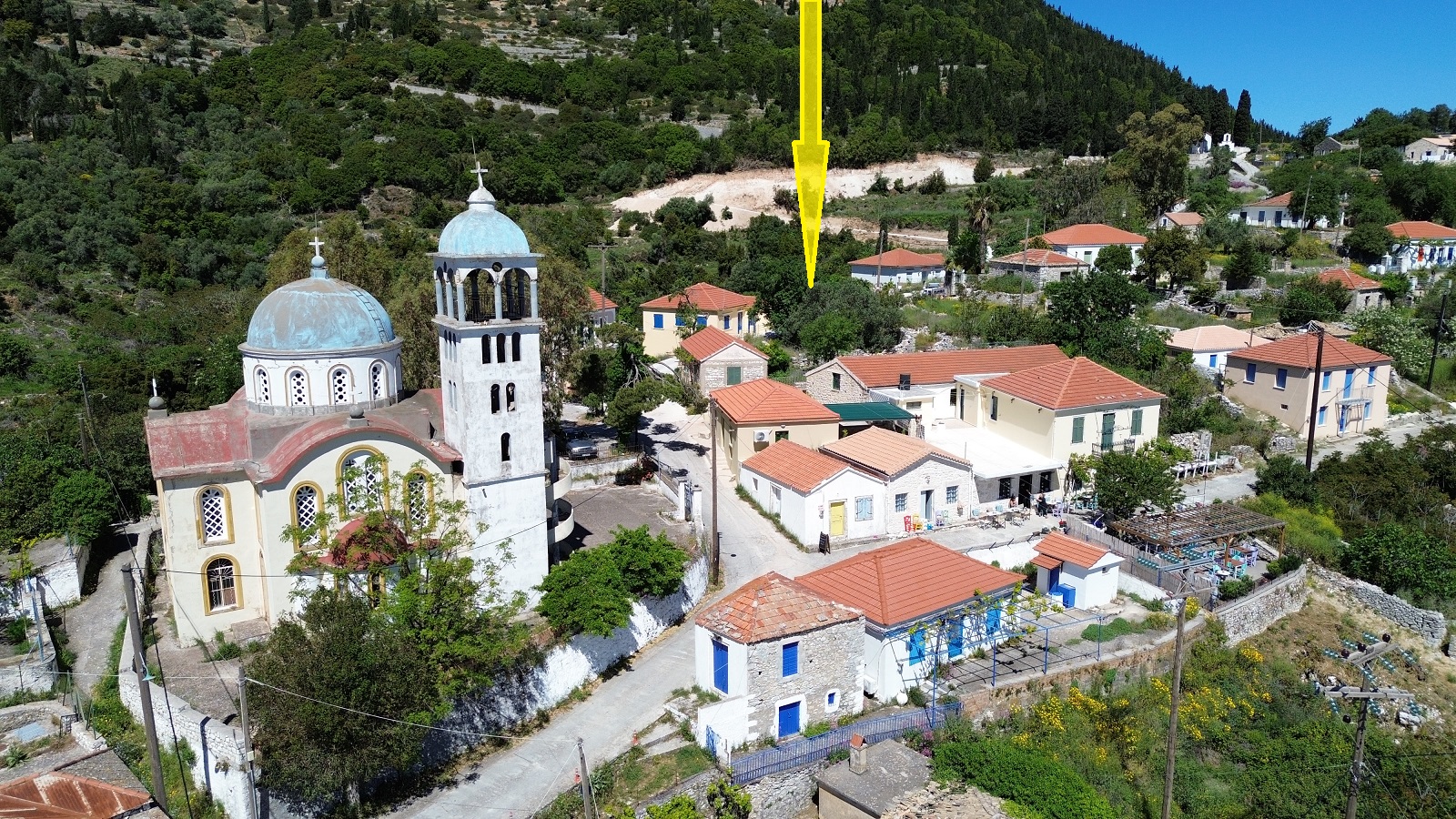 Aerial view and location of house for sale in Ithaca Greece, Exoghi