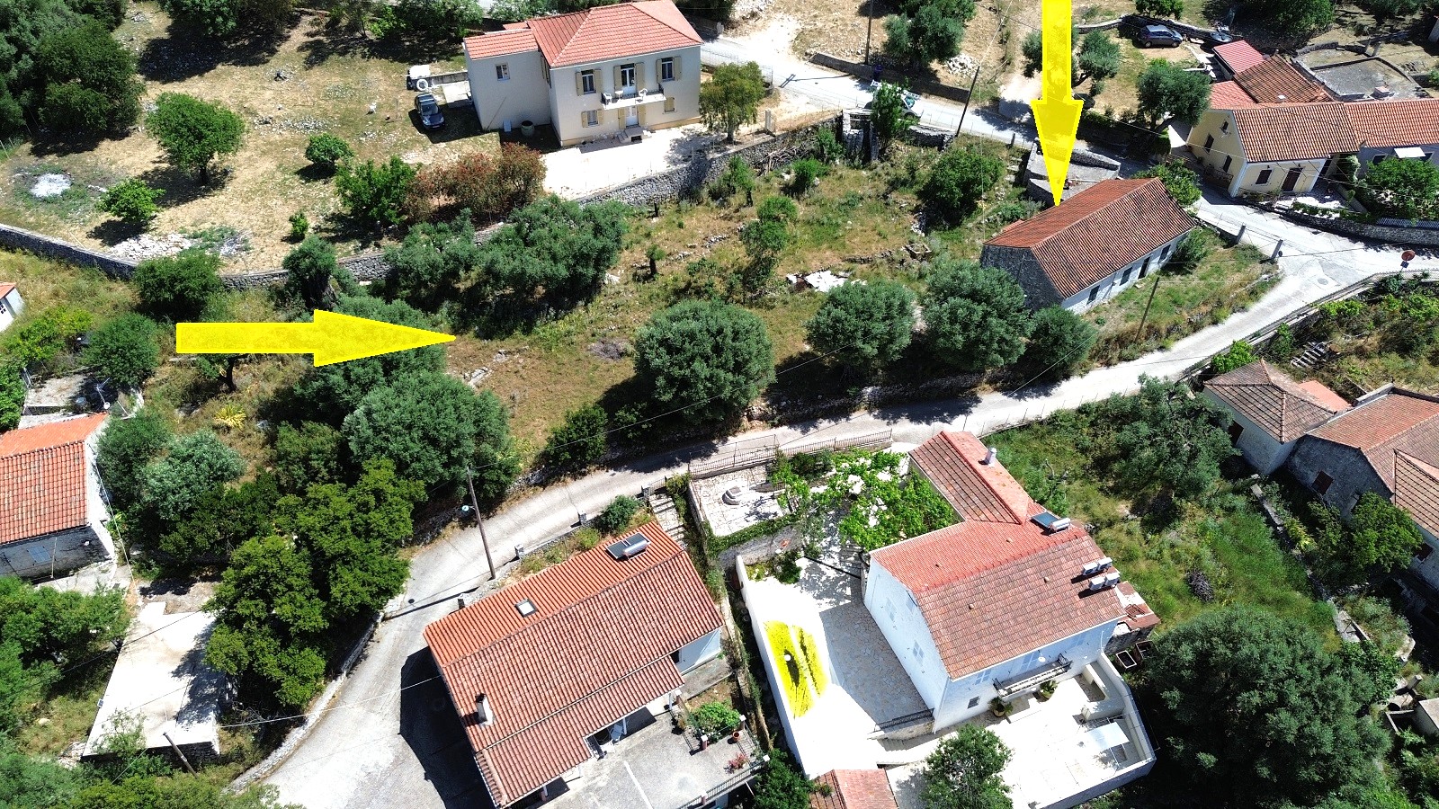 Aerial view and location of house with garden for sale in Ithaca Greece, Stavros