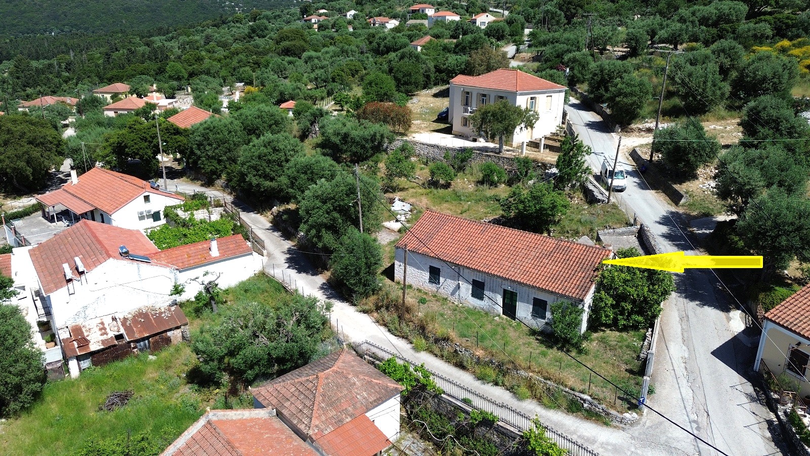 Aerial view and location of house for sale in Ithaca Greece, Stavros