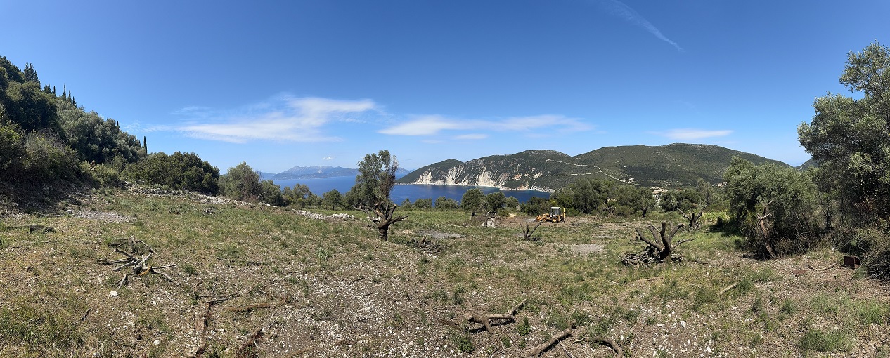 Panoramic pic with views from land for sale in Ithaca Greece, Kolleri