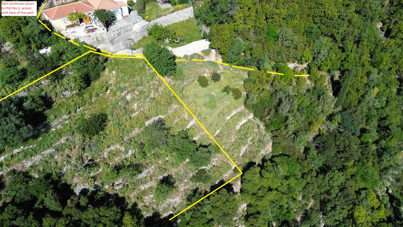Access path and border of land for sale in Ithaca Greece, Exoghi
