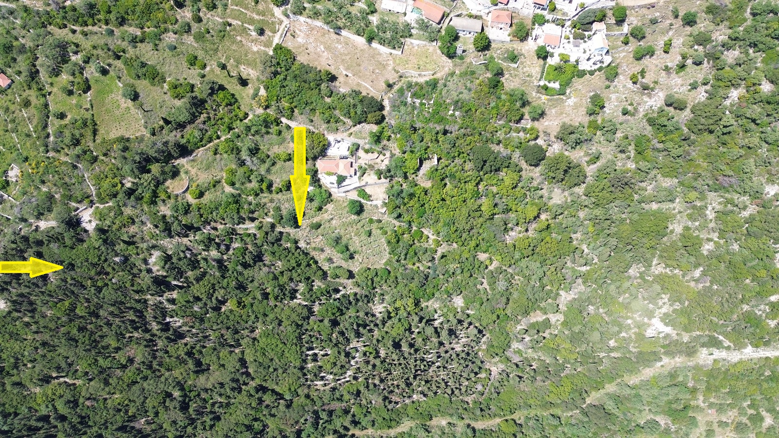 Aerial view with location of land for sale in Ithaca Greece, Exoghi